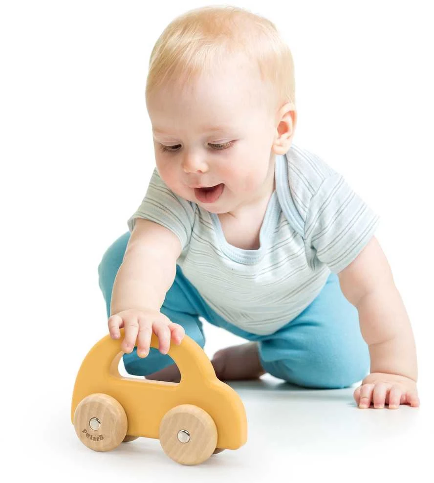 Viga Toys VIGA Medinis Stumiamas Automobilis Geltonas