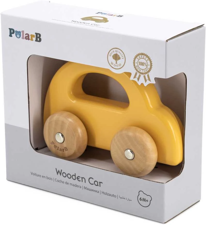 Viga Toys VIGA Medinis Stumiamas Automobilis Geltonas