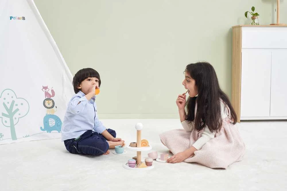 Viga Toys PolarB medinis popietinės arbatėlės rinkinys