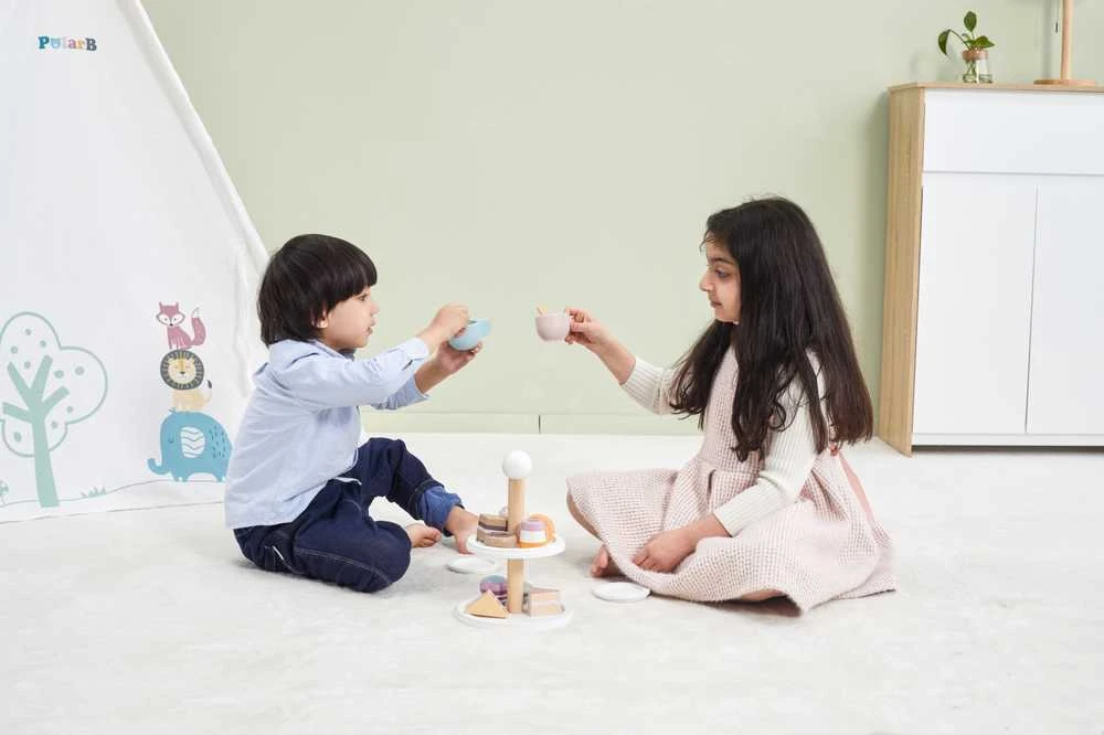 Viga Toys PolarB medinis popietinės arbatėlės rinkinys