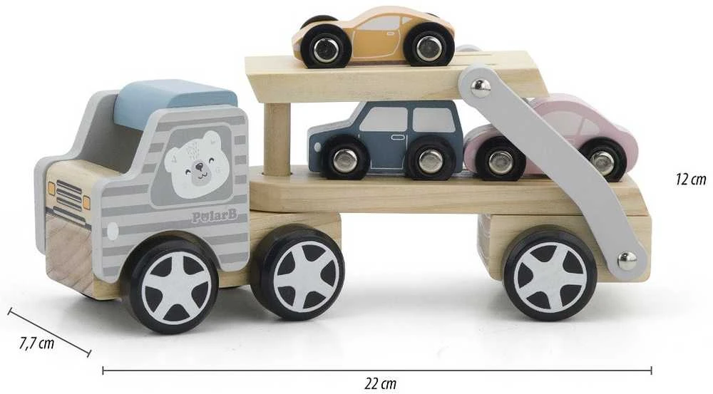 VIGA Medinė automobilių pervežimo priemonė su automobiliukais
