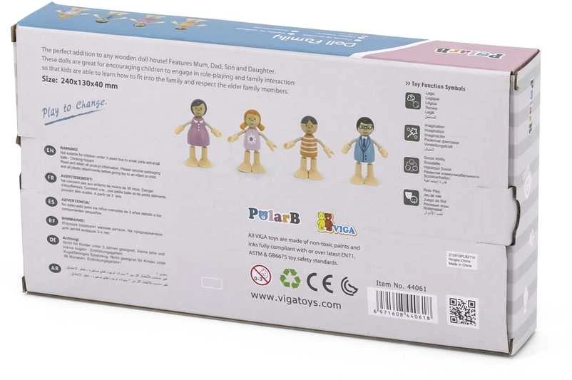 Viga Toys VIGA PolarB Wooden Dolls Family Doll Set Figures
