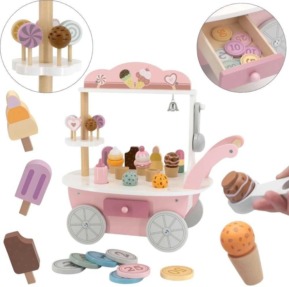 Viga Toys VIGA Cukraninė Lodziarnia 3w1 - Pasiruošęs žaisti su saldumynais