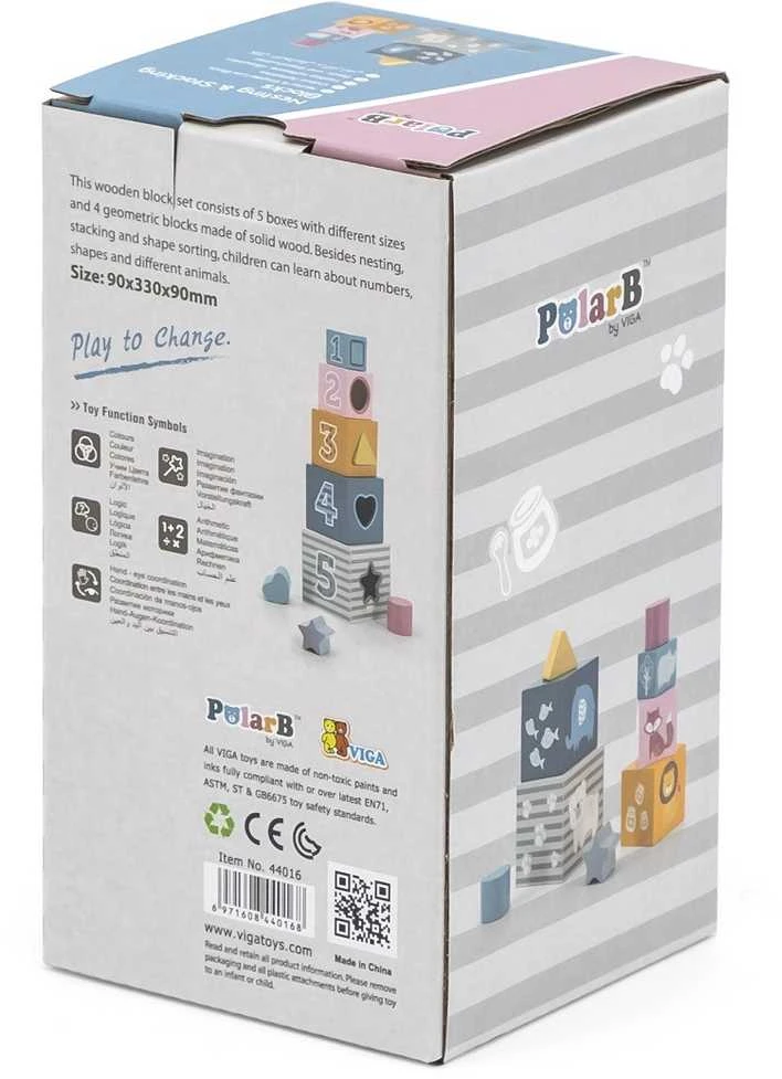 Viga Toys VIGA PolarB Pyramid Educational Puzzle Cube Sorter Blocks