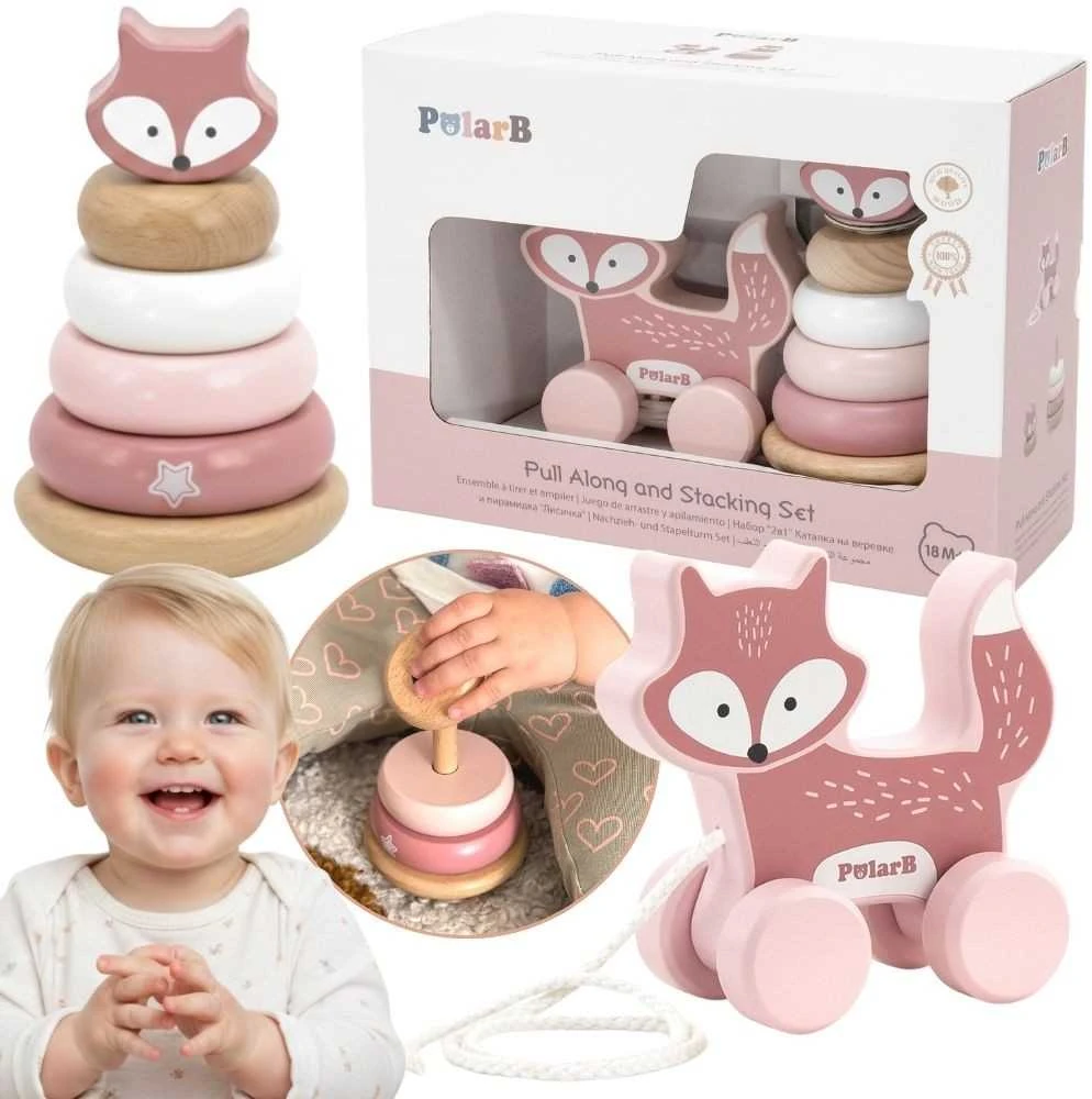 Viga Toys Viga Mediniai Žaislai: Lisekas Piramidė ir Traukiamas Lisekas
