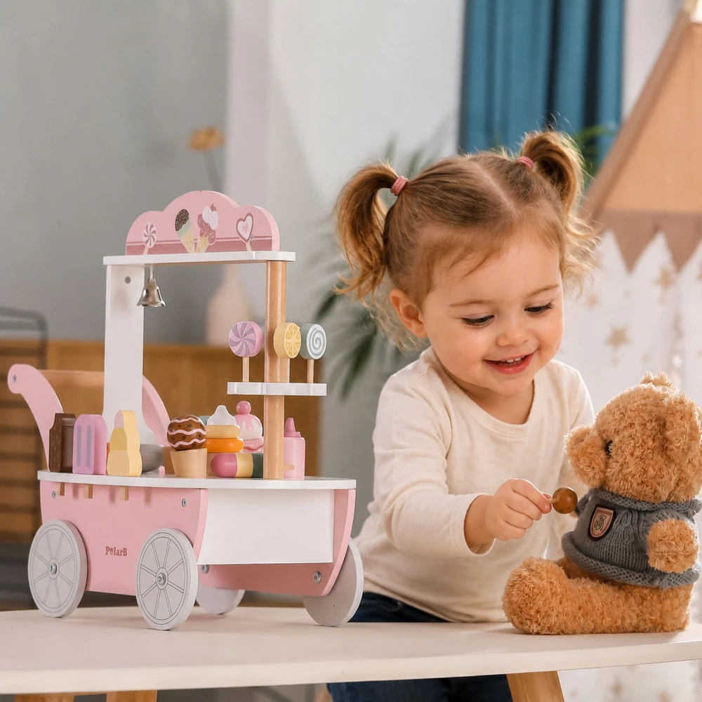 Viga Toys VIGA Cukraninė Lodziarnia 3w1 - Pasiruošęs žaisti su saldumynais
