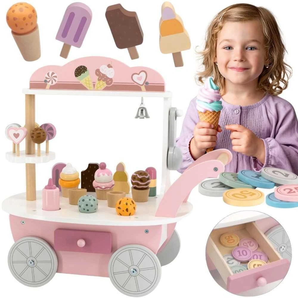Viga Toys VIGA Cukraninė Lodziarnia 3w1 - Pasiruošęs žaisti su saldumynais