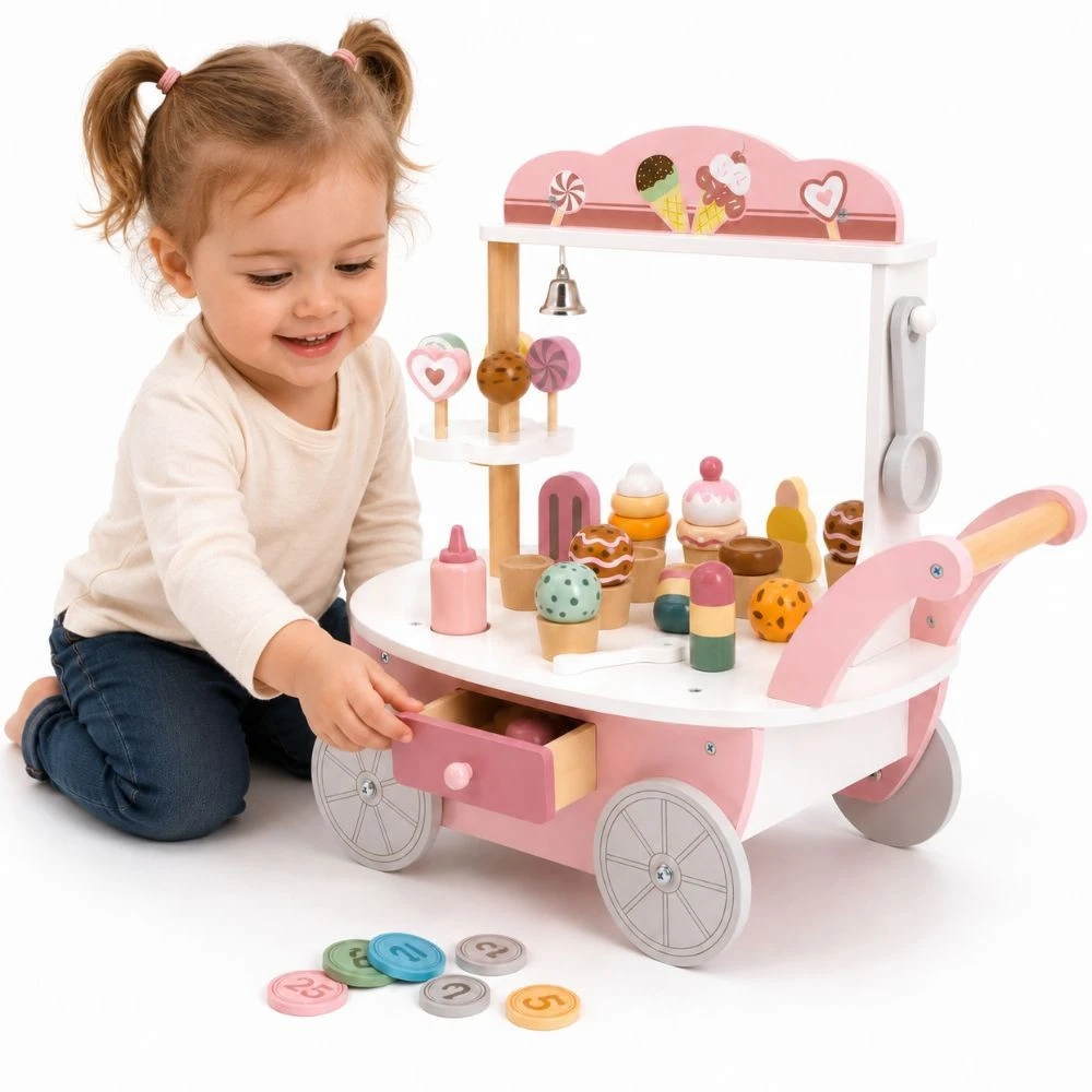 Viga Toys VIGA Cukraninė Lodziarnia 3w1 - Pasiruošęs žaisti su saldumynais