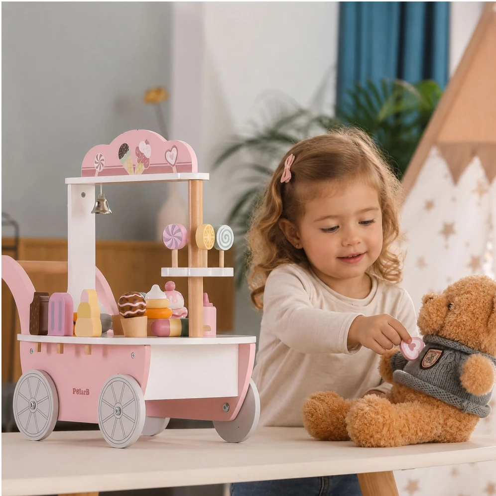 Viga Toys VIGA Cukraninė Lodziarnia 3w1 - Pasiruošęs žaisti su saldumynais