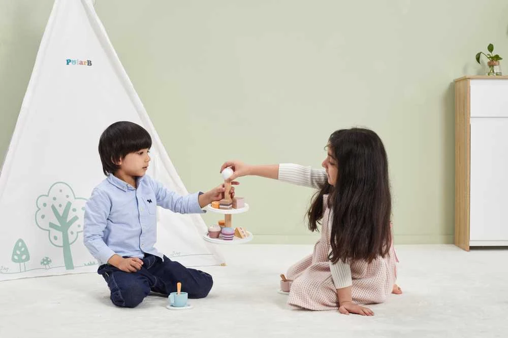 Viga Toys PolarB medinis popietinės arbatėlės rinkinys