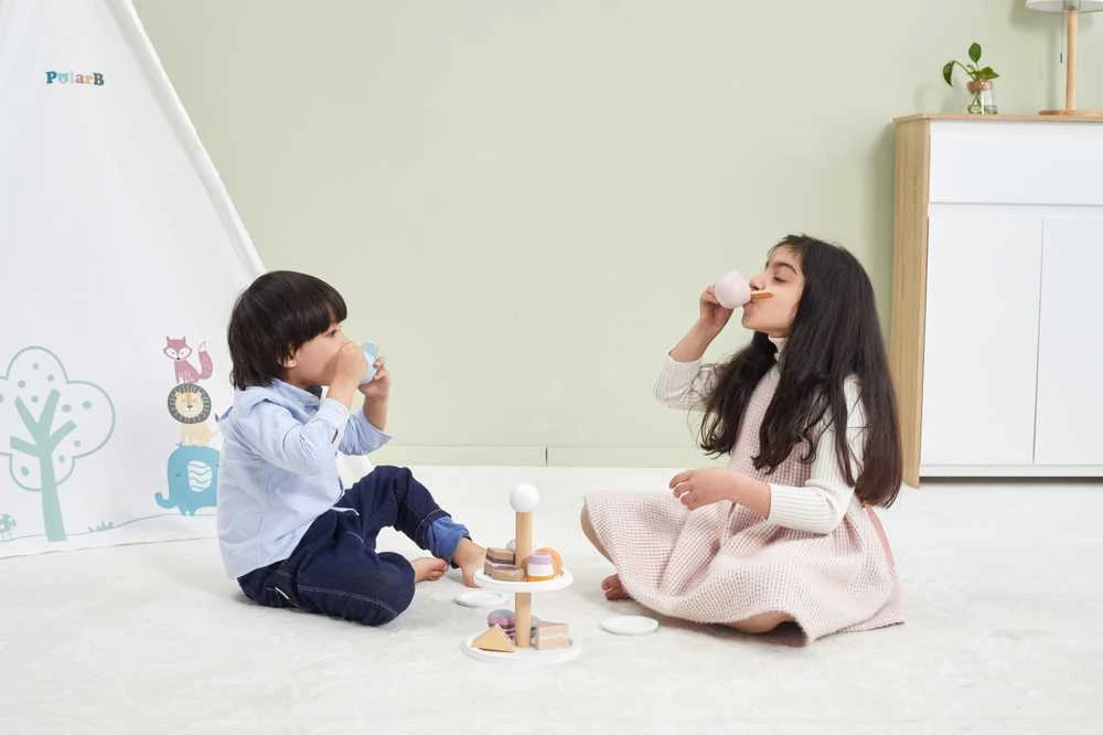 Viga Toys PolarB medinis popietinės arbatėlės rinkinys