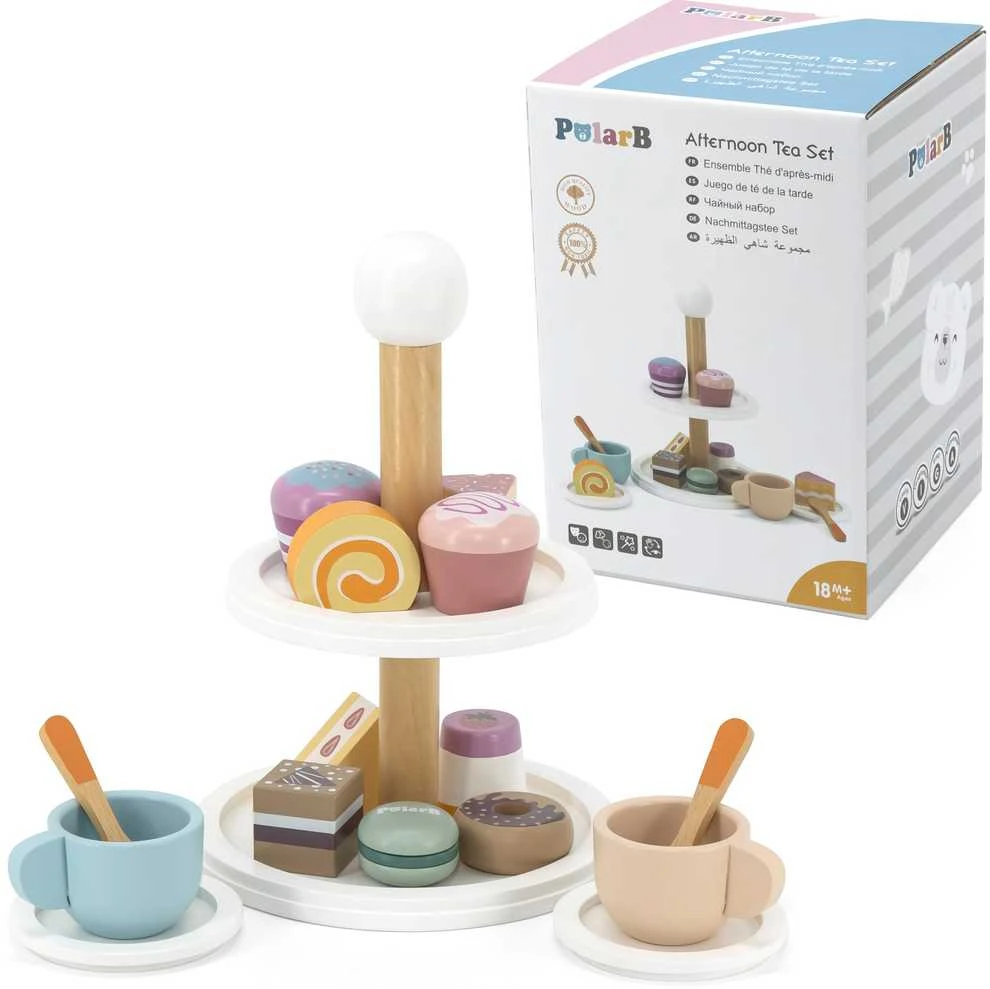 Viga Toys PolarB medinis popietinės arbatėlės rinkinys