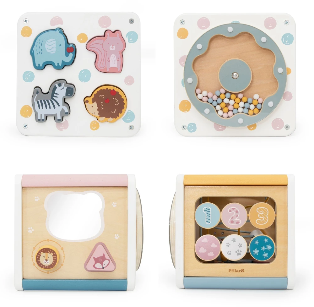 Viga Toys VIGA PolarB Wooden Activity Cube 7-in-1 Sorter Maze Animals 12m+
