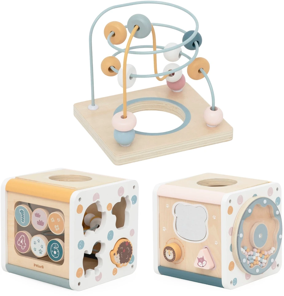 Viga Toys VIGA PolarB Wooden Activity Cube 7-in-1 Sorter Maze Animals 12m+