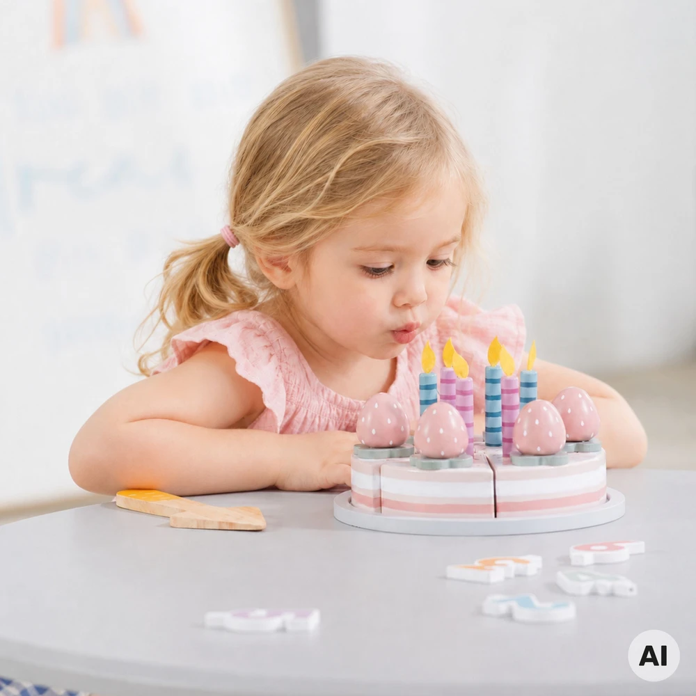 Viga Toys VIGA PolarB medinis gimtadienio tortas pjaustymui