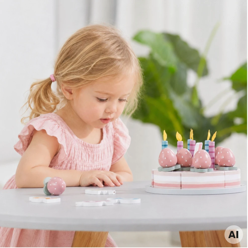 Viga Toys VIGA PolarB medinis gimtadienio tortas pjaustymui