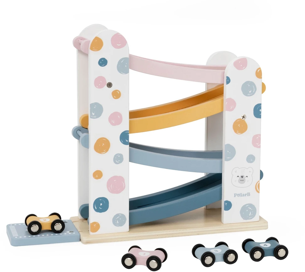 Viga Toys VIGA PolarB Wooden Car Track Slide Parking 4 Cars 18m+