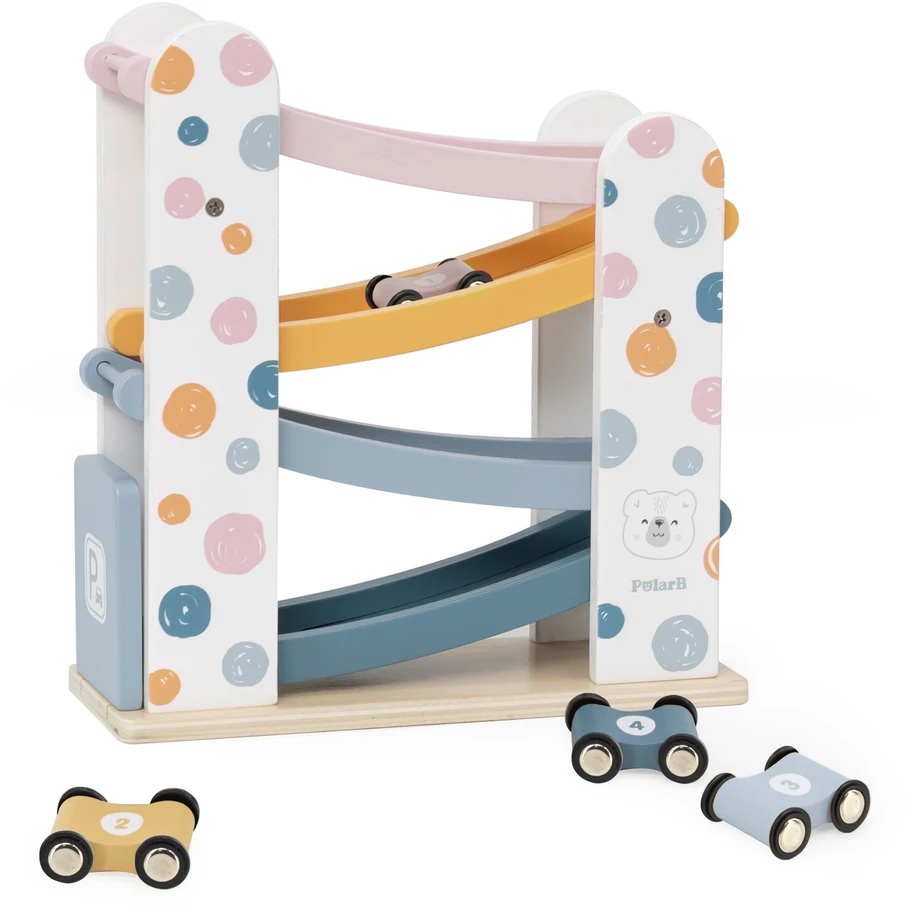 Viga Toys VIGA PolarB Wooden Car Track Slide Parking 4 Cars 18m+