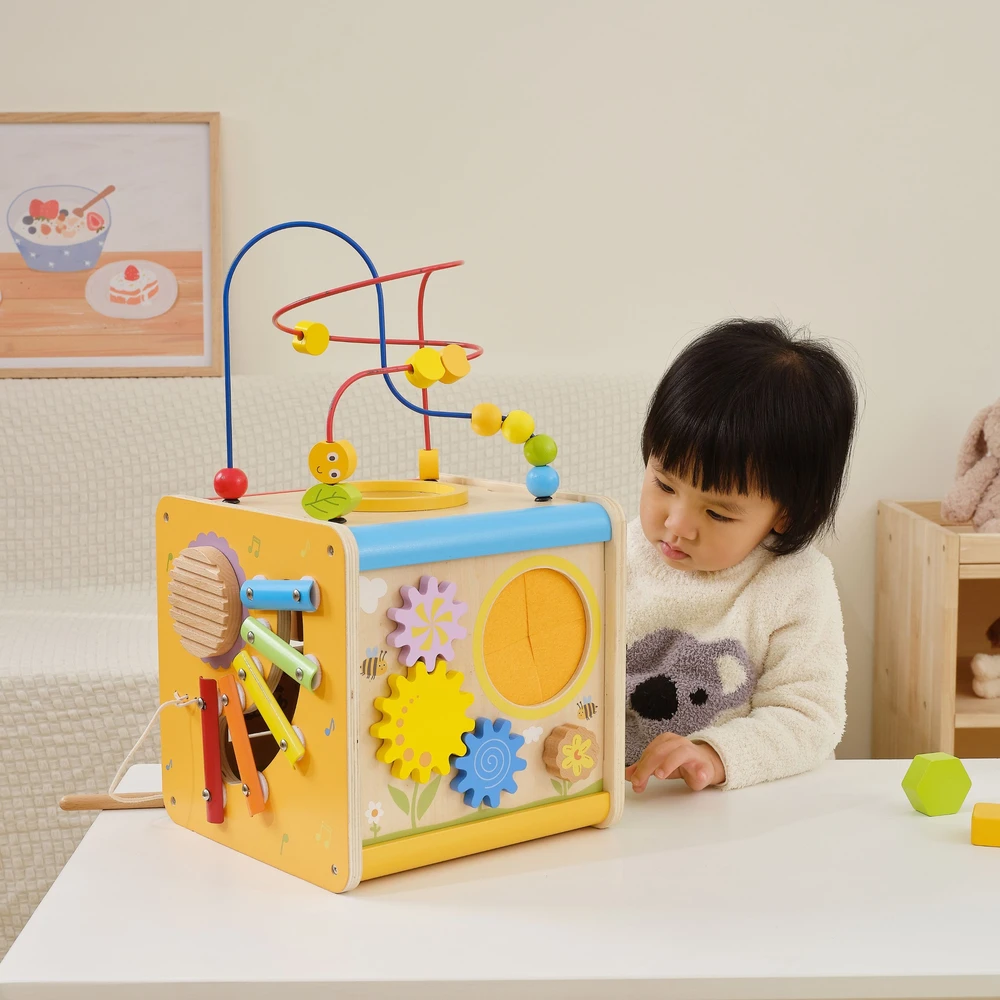 Viga Toys Viga edukacinė medinė kubelių užduočių dėžė 5in1