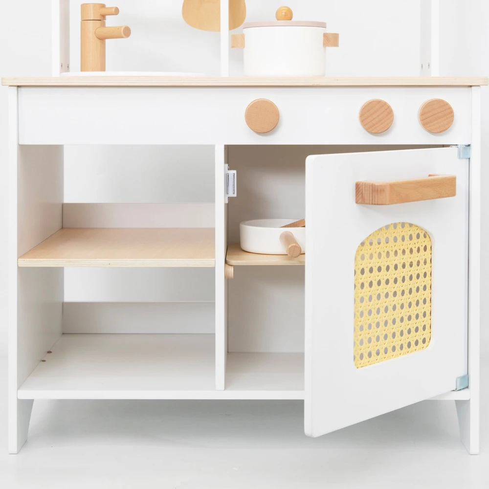 Viga Toys VIGA PolarB Wooden Kitchen 2-in-1 Shop Baltas Kitchen Accessories Stand