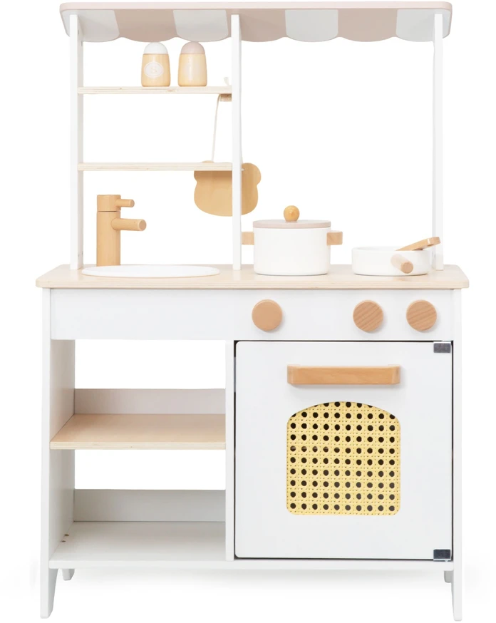 Viga Toys VIGA PolarB Wooden Kitchen 2-in-1 Shop Baltas Kitchen Accessories Stand