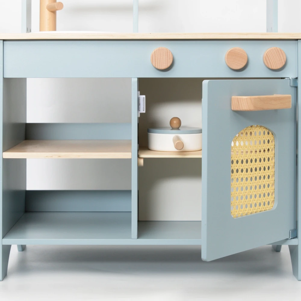 Viga Toys VIGA PolarB Wooden Kitchen 2-in-1 Shop Stand with Accessories for Children 3+