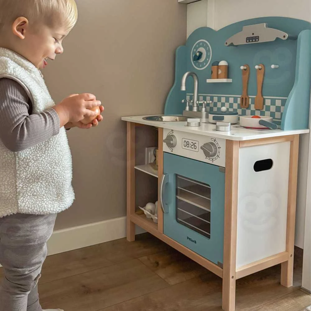 Viga Toys Medinė virtuvėlė Sidabrinis-Mėlyna VIGA PolarB