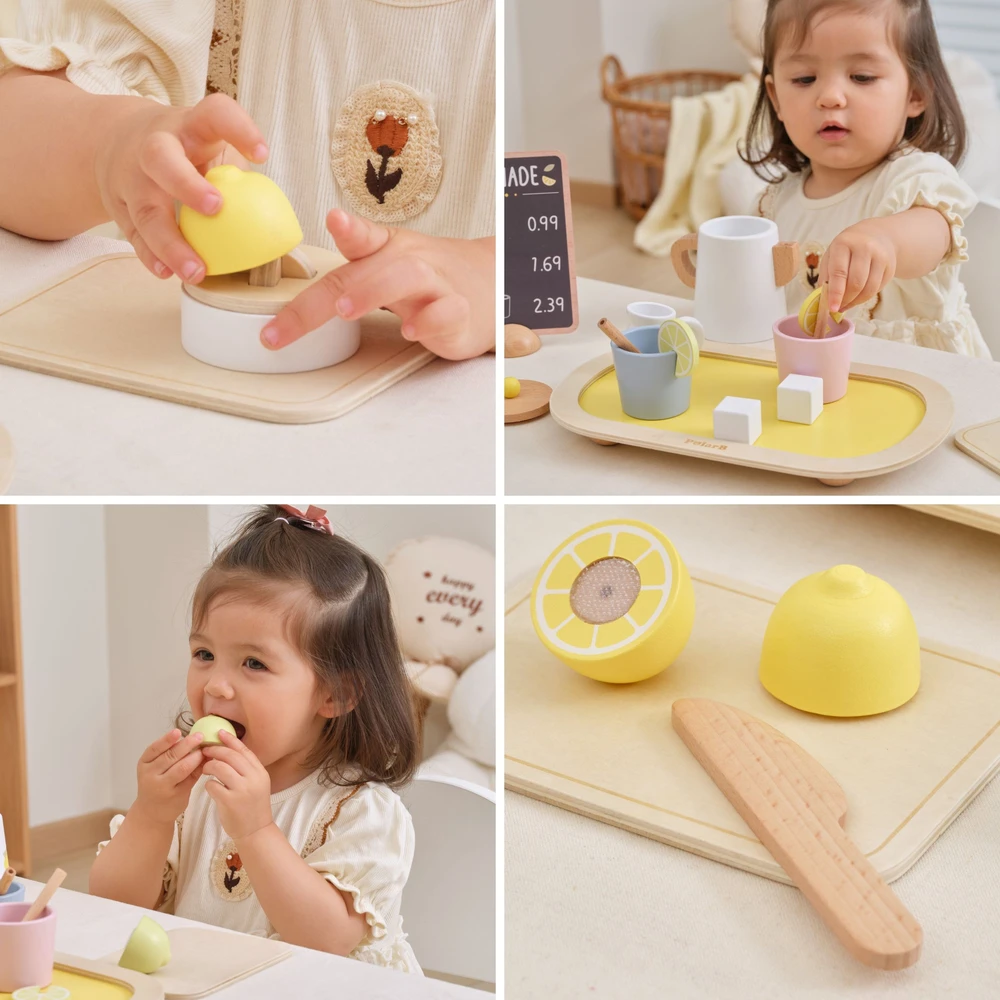 Viga Toys VIGA PolarB Wooden Lemonade Set Jug Tray Cups Lemon 21 pcs.