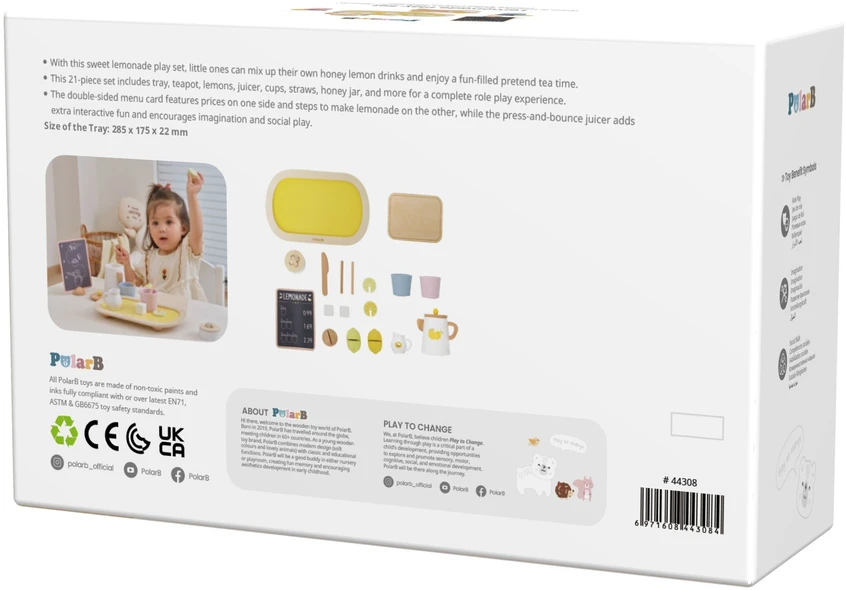 Viga Toys VIGA PolarB Wooden Lemonade Set Jug Tray Cups Lemon 21 pcs.