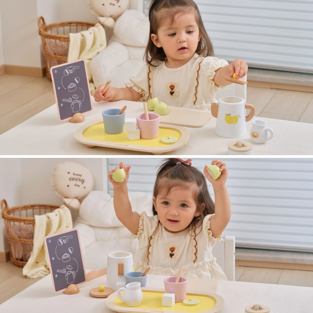 Viga Toys VIGA PolarB Wooden Lemonade Set Jug Tray Cups Lemon 21 pcs.