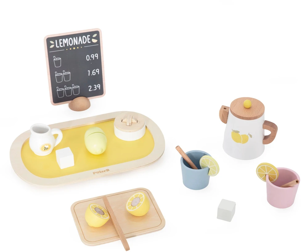 Viga Toys VIGA PolarB Wooden Lemonade Set Jug Tray Cups Lemon 21 pcs.