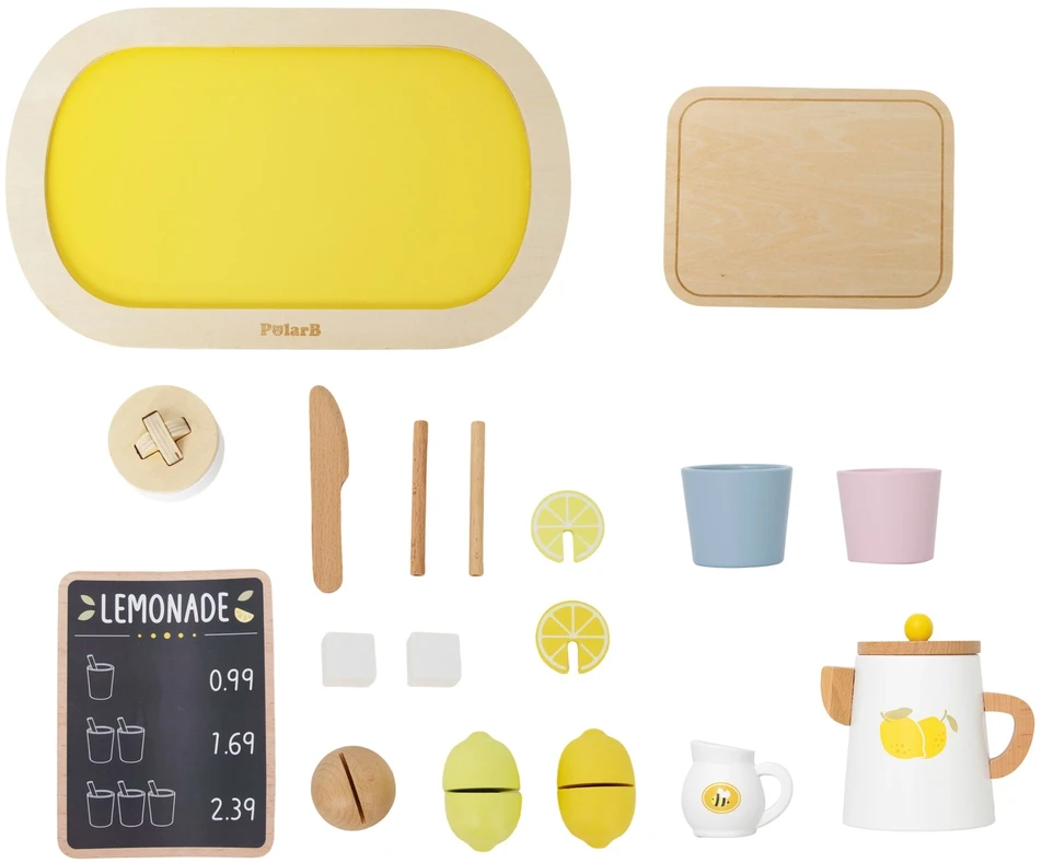 Viga Toys VIGA PolarB Wooden Lemonade Set Jug Tray Cups Lemon 21 pcs.