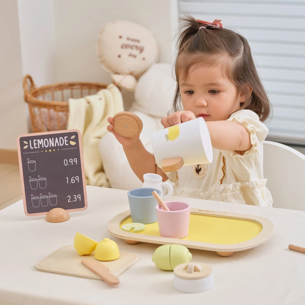 Viga Toys VIGA PolarB Wooden Lemonade Set Jug Tray Cups Lemon 21 pcs.