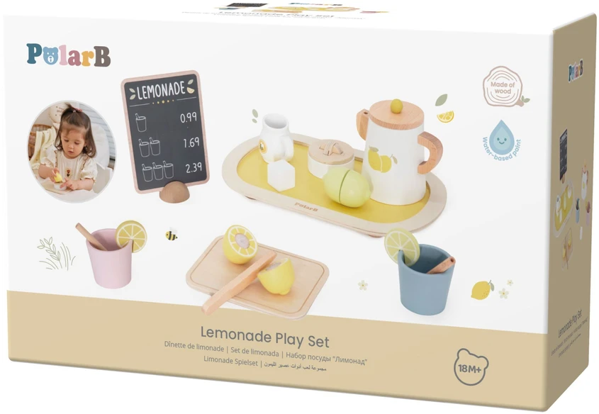 Viga Toys VIGA PolarB Wooden Lemonade Set Jug Tray Cups Lemon 21 pcs.