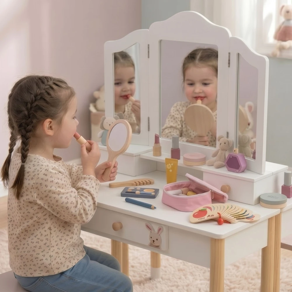 Viga Toys Medinis makiažo rinkinys kosmetikos krepšys