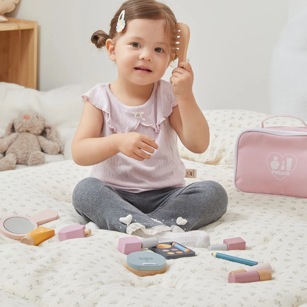 Viga Toys Medinis makiažo rinkinys kosmetikos krepšys