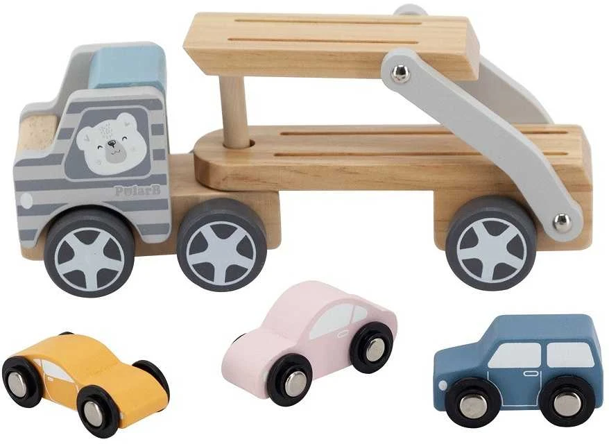 VIGA Medinė automobilių pervežimo priemonė su automobiliukais