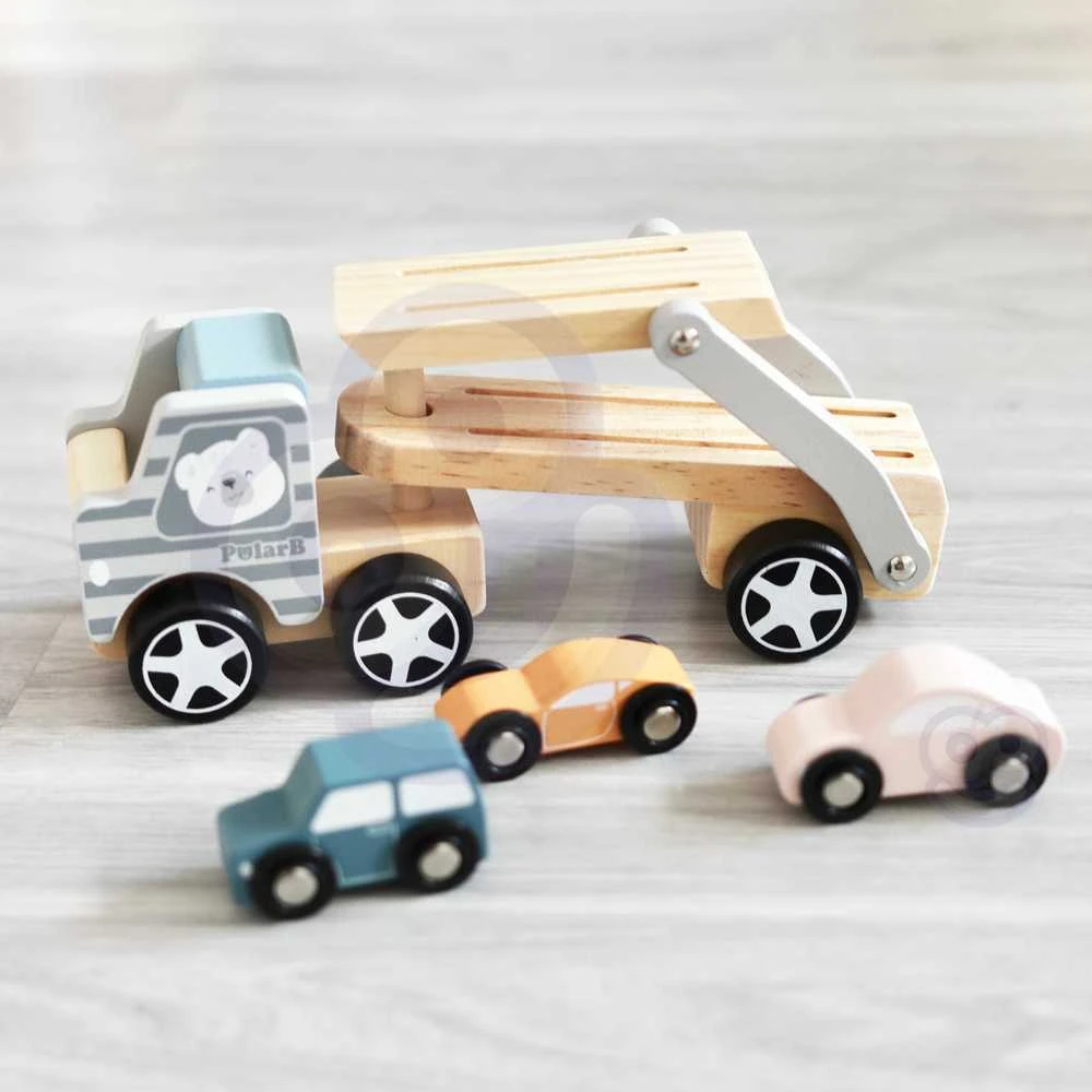 VIGA Medinė automobilių pervežimo priemonė su automobiliukais