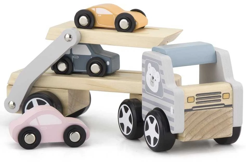 VIGA Medinė automobilių pervežimo priemonė su automobiliukais