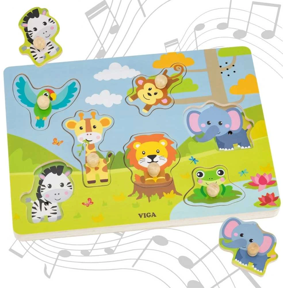 Viga Toys VIGA dėlionė Atpažink egzotinius gyvūnus