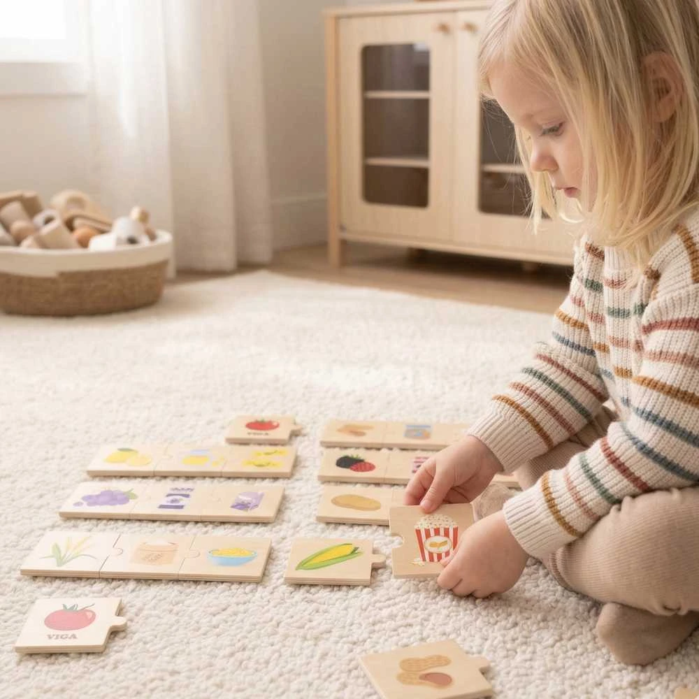 Viga Toys VIGA Edukaciniai Puzzliai Mažiesiems: Gamta ir Maistas