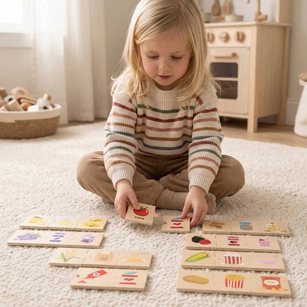 Viga Toys VIGA Edukaciniai Puzzliai Mažiesiems: Gamta ir Maistas