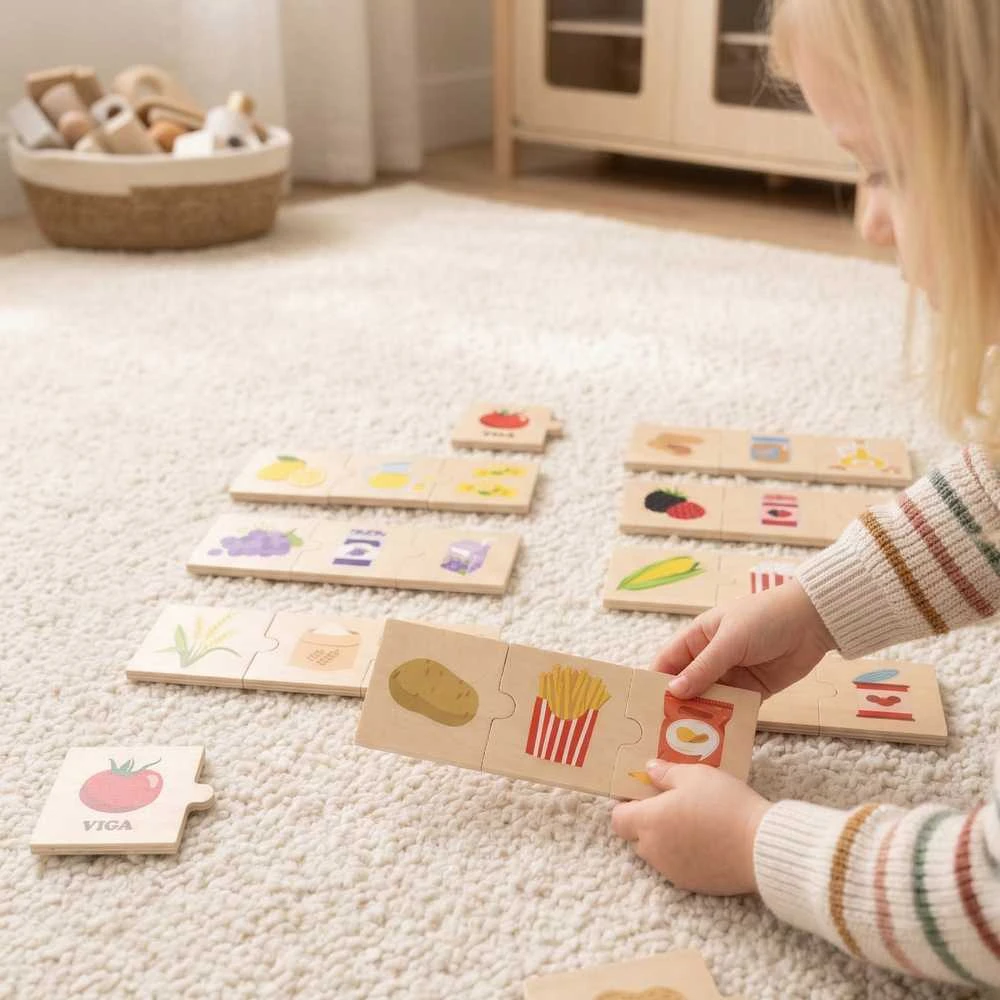 Viga Toys VIGA Edukaciniai Puzzliai Mažiesiems: Gamta ir Maistas