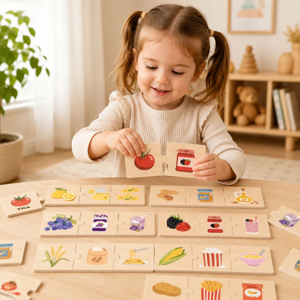 Viga Toys VIGA Edukaciniai Puzzliai Mažiesiems: Gamta ir Maistas