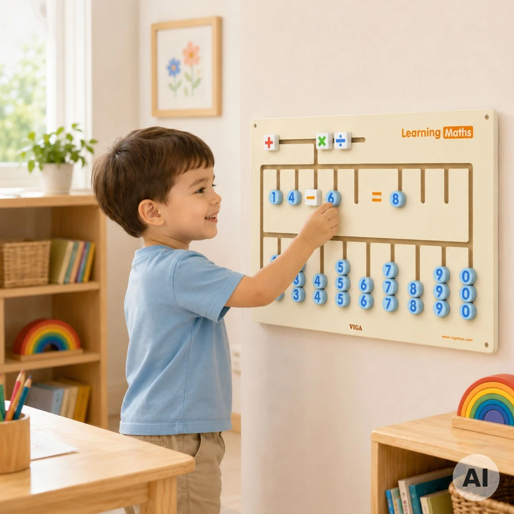 VIGA Sensoryinė lentelė mokymuisi skaičiuoti Montessori, FSC sertifikatas