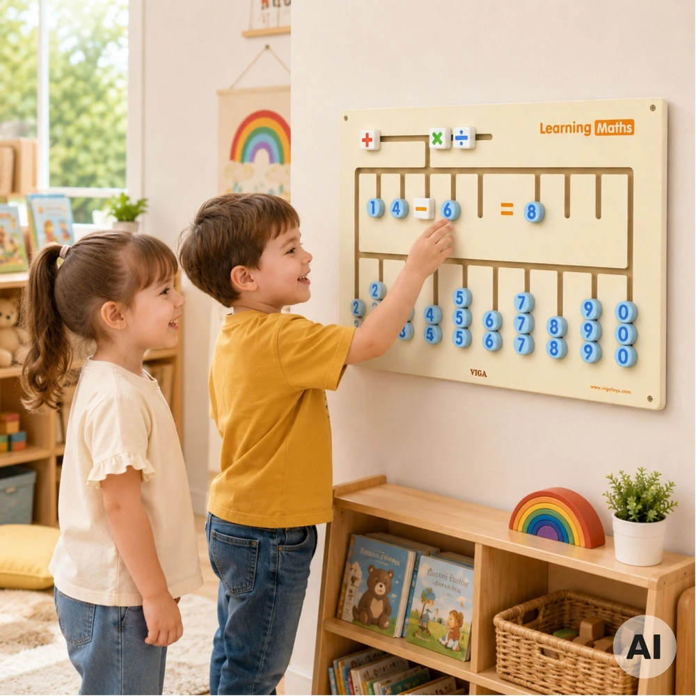 VIGA Sensoryinė lentelė mokymuisi skaičiuoti Montessori, FSC sertifikatas