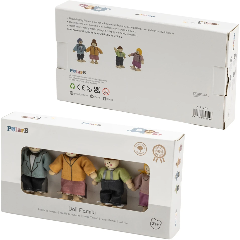 Viga Toys VIGA Medinės Lėlės 4 Asmenų Rinkinyje