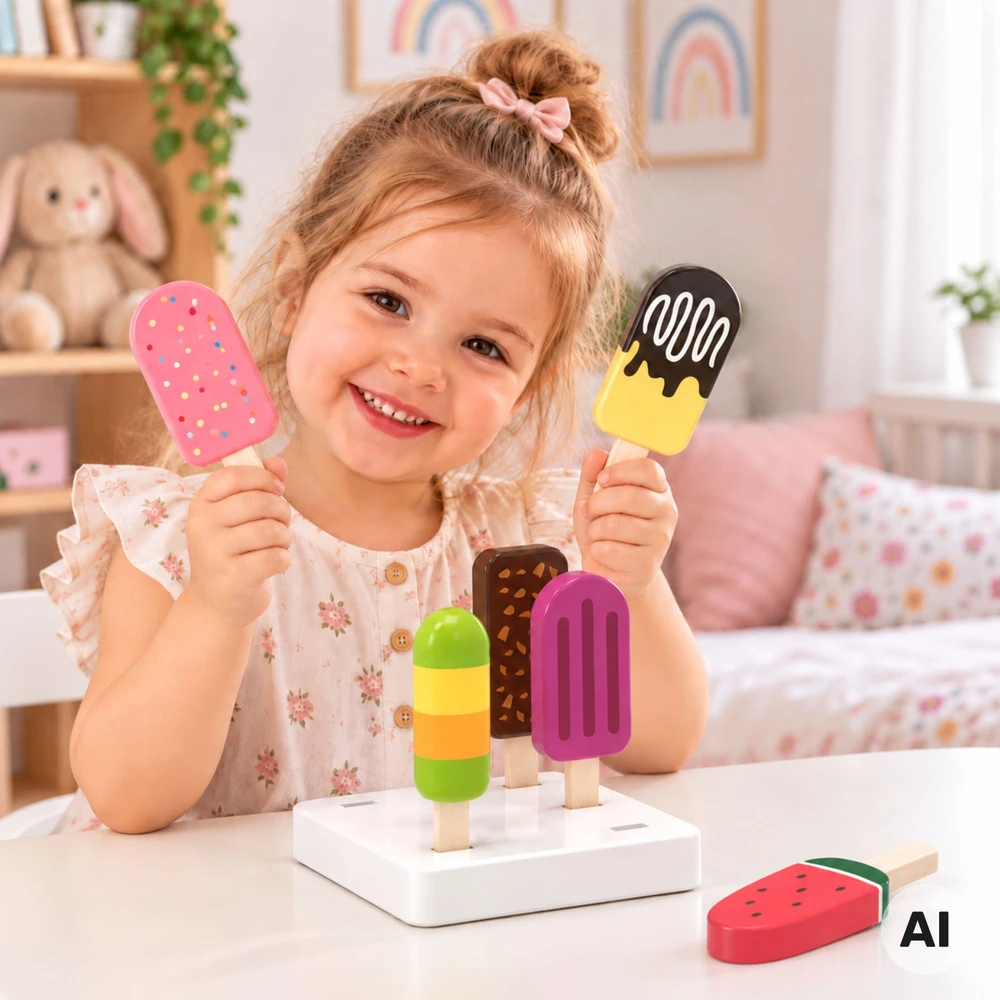 Viga Toys VIGA Medinė Žaislų Rinkinys - Ledai Ant Lazdelės?