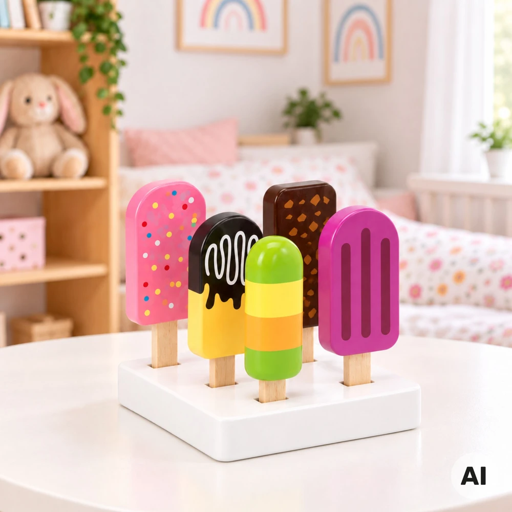 Viga Toys VIGA Medinė Žaislų Rinkinys - Ledai Ant Lazdelės?