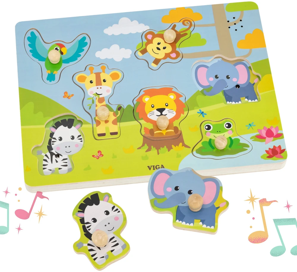 Viga Toys VIGA dėlionė Atpažink egzotinius gyvūnus